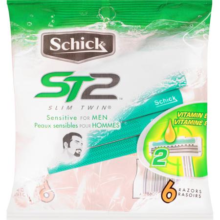 Schick Slim Twin ST2 Sensitive for Men Disposable Razors, 6 count